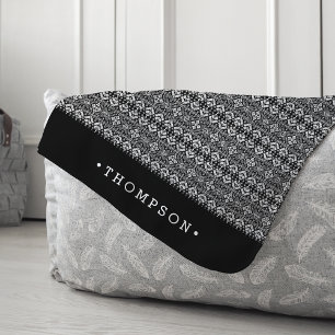 Black & White Nordic Sweater Pattern Personalised Sherpa Blanket
