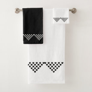 Black White Norwegian border Bath Towel Set