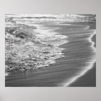 Black & White Ocean Washing Up On the Beach 16x20