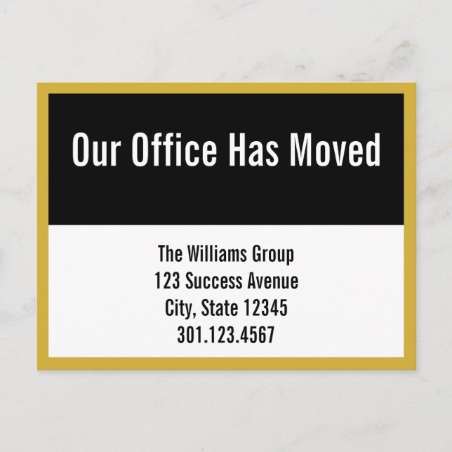 Black & White Office Moving Announcement Postcard (Front)