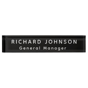 Black White Office Name Title Nameplate