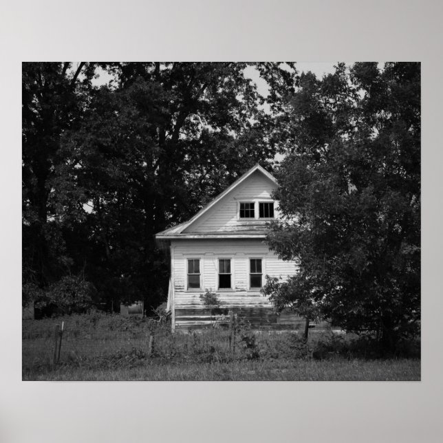 Black & White Old Abandoned Farmhouse 16x20 Poster (Front)