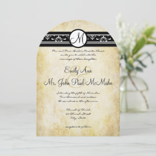 Black White Old Money Rustic Elegance Gold Wedding Invitation