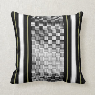 Black White & Olive Green Cushion
