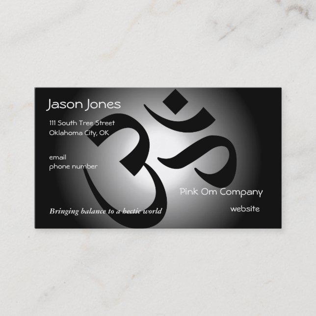 Black & White Om business card (Front)
