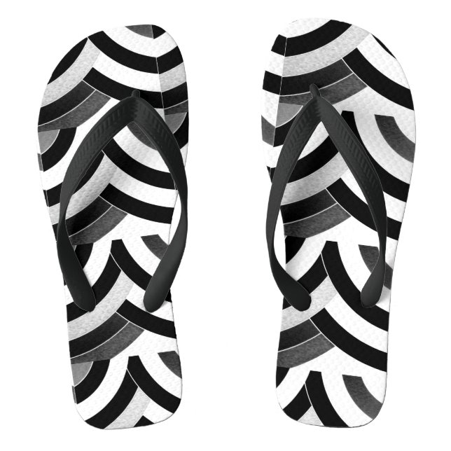black white ombre zigzag chevron pattern flip flops (Footbed)