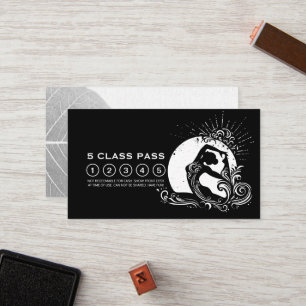 Black White One-legged King Pigeon Yoga Class Pass Loyalty Card
