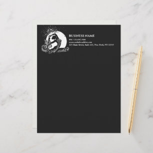 Black White One-legged King Pigeon Yoga Pose Logo Custom Letterhead
