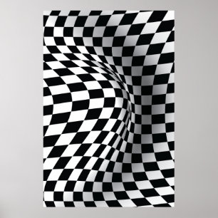 Black white op art optical illusion abstract print
