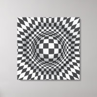 Black white op art optical illusion canvas print