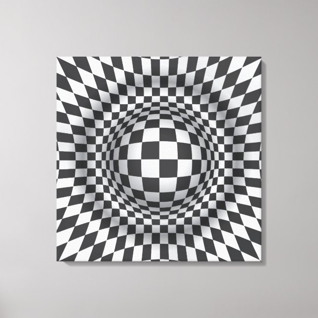 Black white op art optical illusion canvas print (Front)