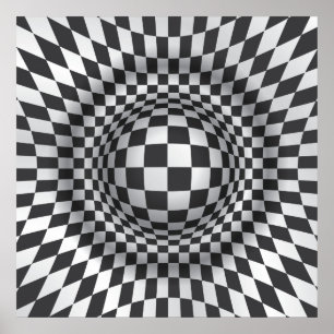 Black white op art optical illusion print/poster poster