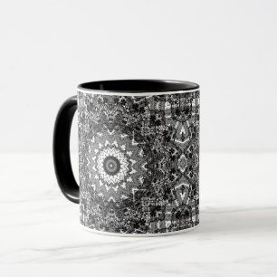 Black white  , openwork, mandala mug
