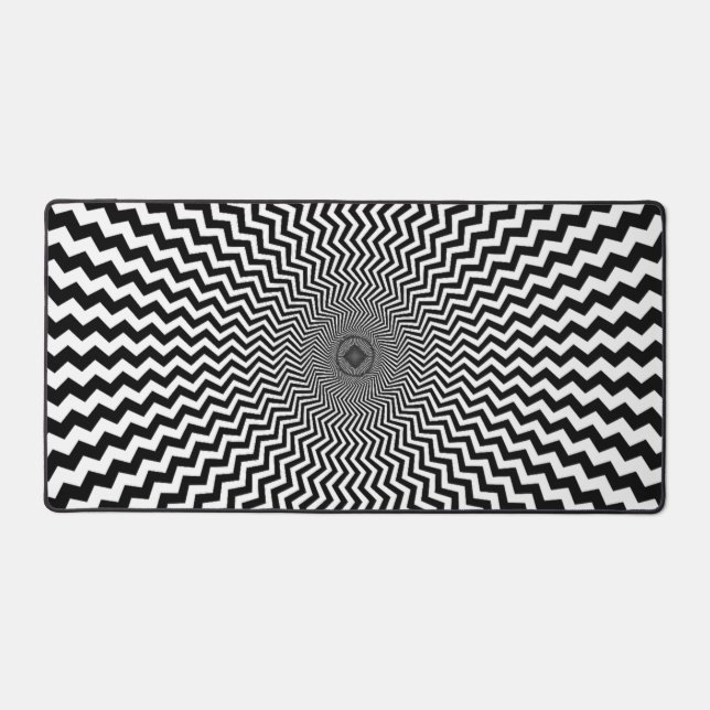 Black White Optical Illusion Design Desk Mat (Front)