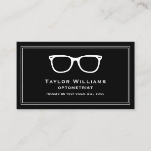 Black White Optometrist Optician Ophthalmologist Business Card