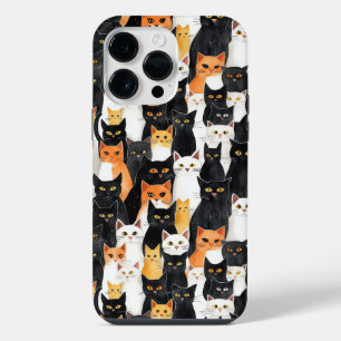 Black White Orange Cats iPhone 14 Pro Max Case