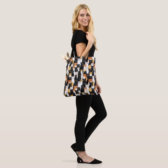 Black White Orange Cats Tote Bag (On Model)