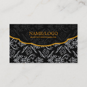 Black White Orange Fine Line Shading Pattern Business Card