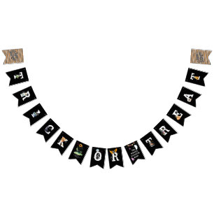 Black White & Orange Illustrated Halloween Bunting Bunting