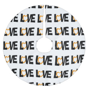 Black white orange love words tree skirt