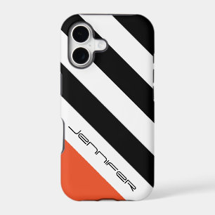 Black, White, Orange Minimalist Stripe, Name