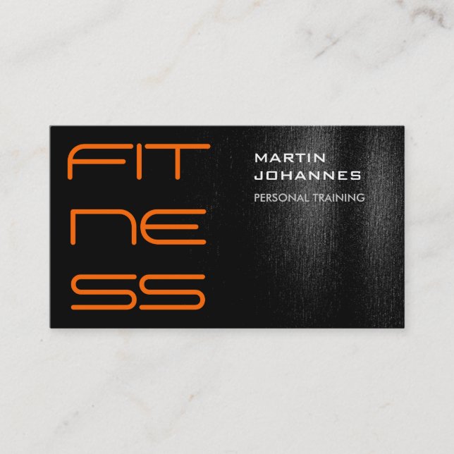 Black White Orange Modern Business Card (Front)