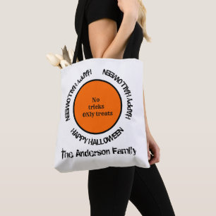 Black White Orange Spooky Modern Happy Halloween Tote Bag