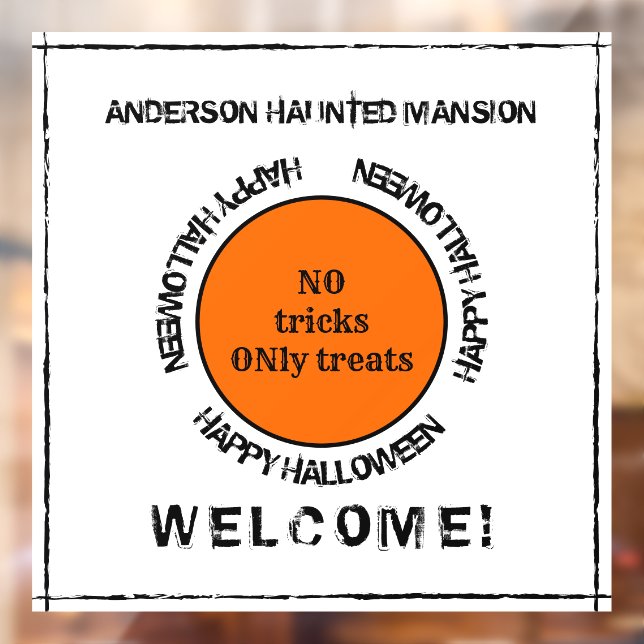 Black White Orange Spooky Modern Happy Halloween Window Cling (Sheet 2)