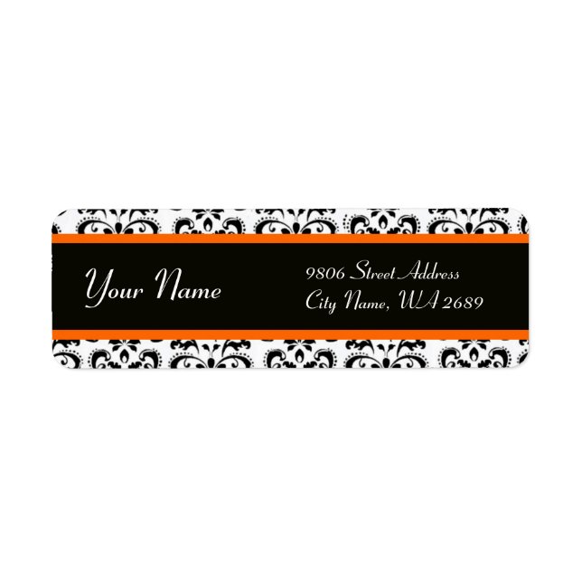 BLACK WHITE ORANGE YELLOW DAMASK (Front)