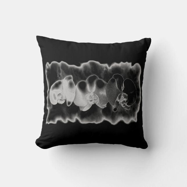 Black White Orchid painting trippy floral  Cushion (Front)