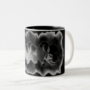 Black White Orchid painting trippy floral  Two-Tone Coffee Mug
