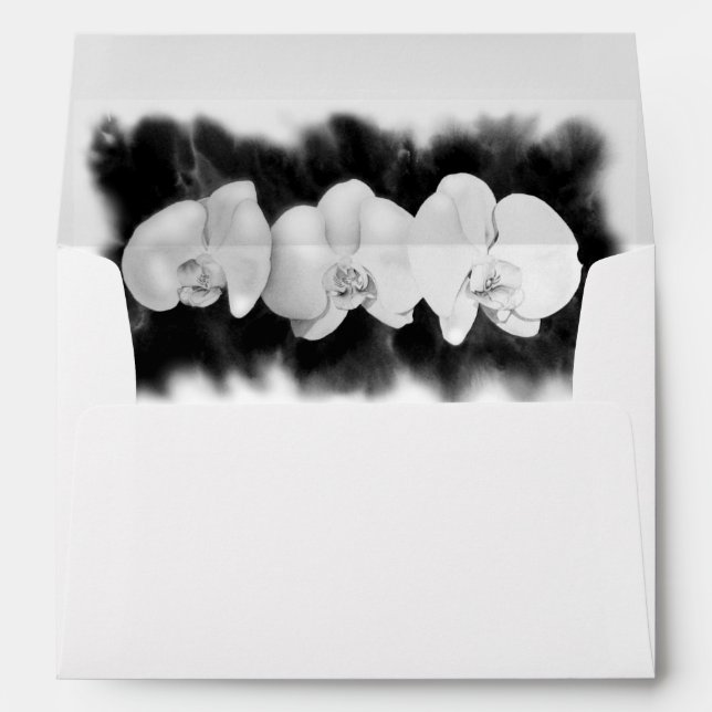 Black White Orchid painting tropical floral   Envelopes (Back (Bottom))