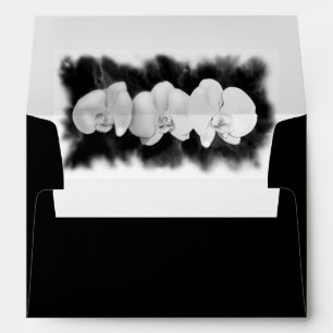Black White Orchid painting tropical floral Envelopes