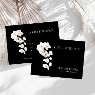 Black White Orchids Business Gift Certificate