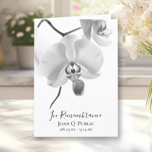 Black White Orchids on Stem Funeral Service Folded Programme
