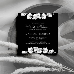 Black White Orchids Sketch Elegant Bridal Shower Invitation