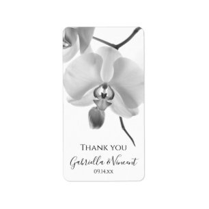 Black White Orchids Wedding Thank You Favor Tags