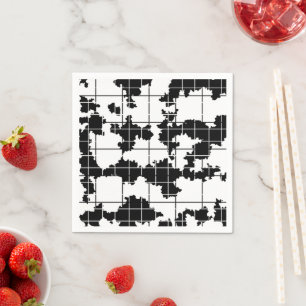 Black White Organic Abstract Art Design Napkin