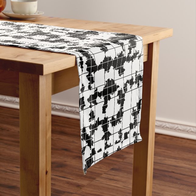 Black White Organic Abstract Art Design  Short Table Runner (In Situ)