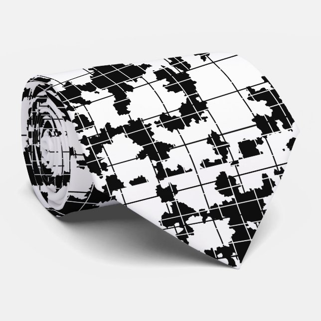 Black White Organic Abstract Art Design  Tie (Rolled)