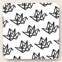 Black & White Origami Paper Crane Linocut