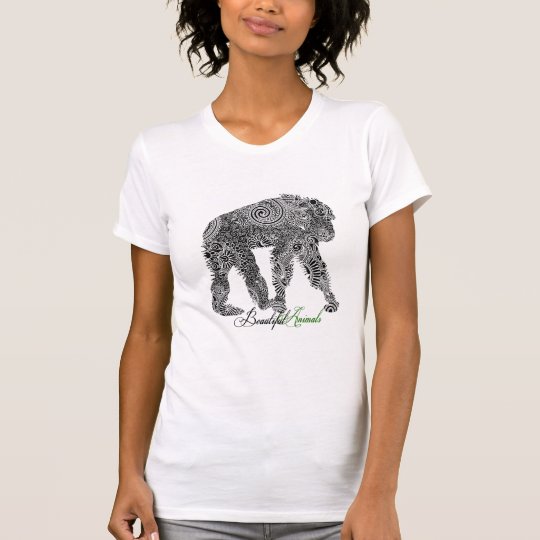Black & White Ornate Floral Monkey T-Shirt