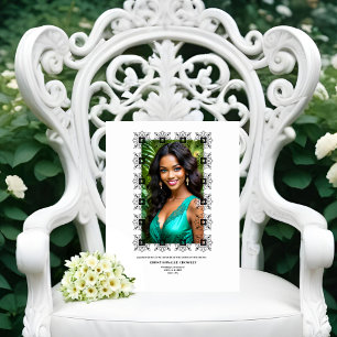 Black & White Ornate Frame Memorial Reserved Seat Pedestal Sign
