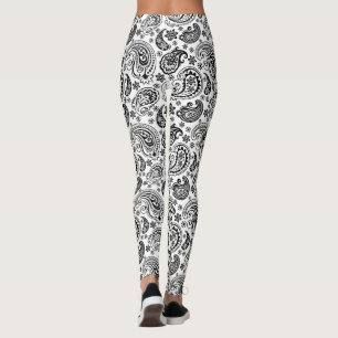 Black & White Ornate Paisley Pattern 2 Leggings