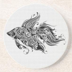 Black & White Ornate-Tattoo Art Coaster