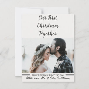 Black & White Our First Christmas Newlywed Photo  Holiday Card