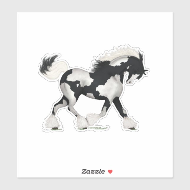 Black & White Overo Gypsy Vanner Horse Pony (Sheet)
