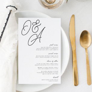 Black & White Oversized Monogram Wedding Menu