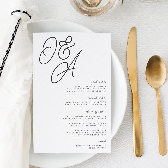 Black & White Oversized Monogram Wedding Menu (Creator Uploaded)