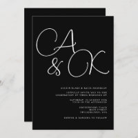 Black & White Oversized Names Monogram Wedding